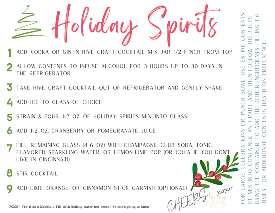 Hive Craft Cocktails Holiday Spirits - Festive Blend from Thanksgiving through New Year's Celebrations